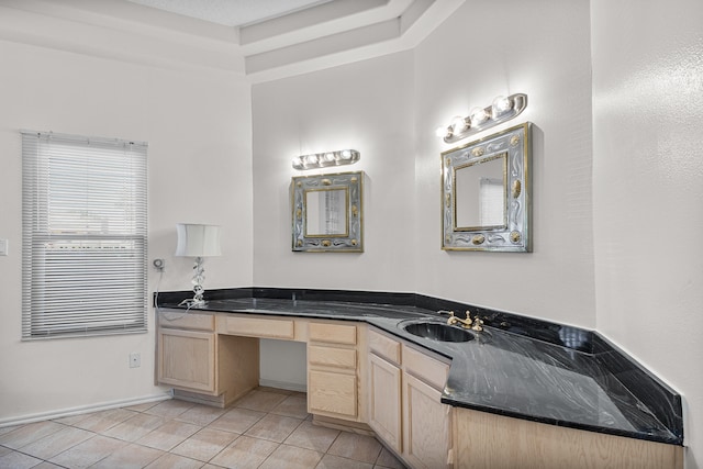 bathroom with vanity and tile patterned floors