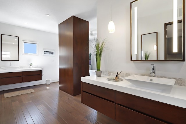 bathroom featuring wood finished floors and vanity