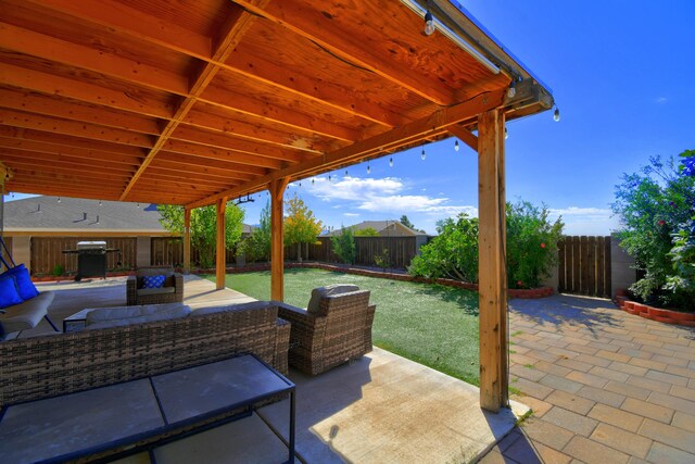 view of patio / terrace featuring area for grilling and an outdoor hangout area