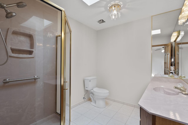 2616 Don Pedro NW, Albuquerque, NM 87104 - bathroom with toilet, a stall shower, tile patterned floors, and vanity