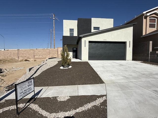 modern home featuring a garage