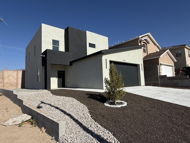 contemporary home featuring a garage