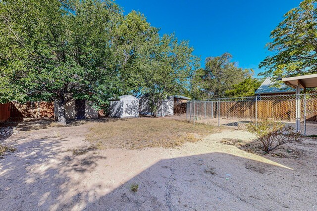 view of yard with a shed