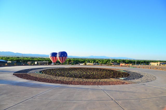 view of community with a mountain view