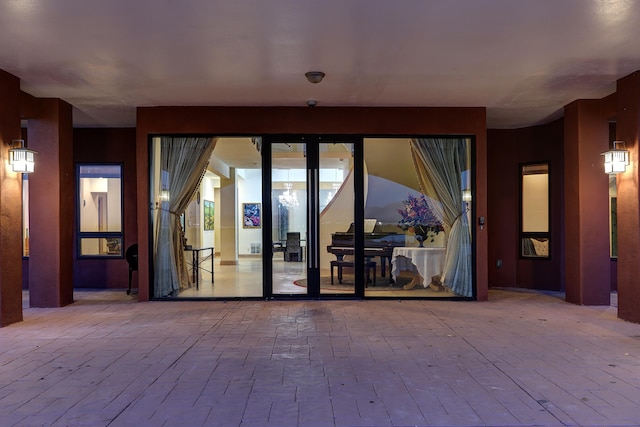 interior space with a patio