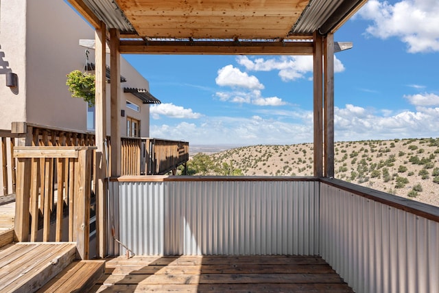 deck featuring a mountain view