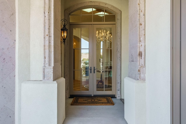 view of exterior entry with french doors