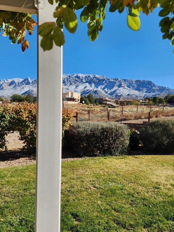 view of mountain feature with a rural view