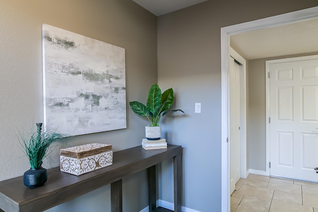 interior space featuring light tile patterned floors