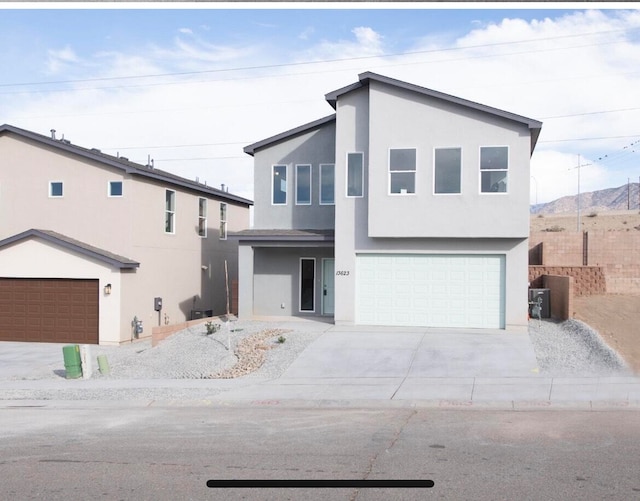 contemporary home with a garage