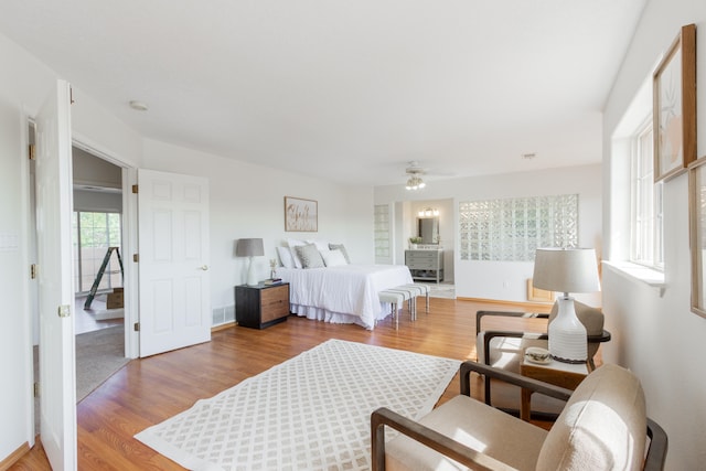 bedroom with wood-type flooring