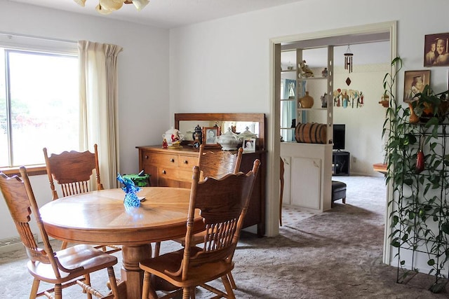 dining area featuring carpet