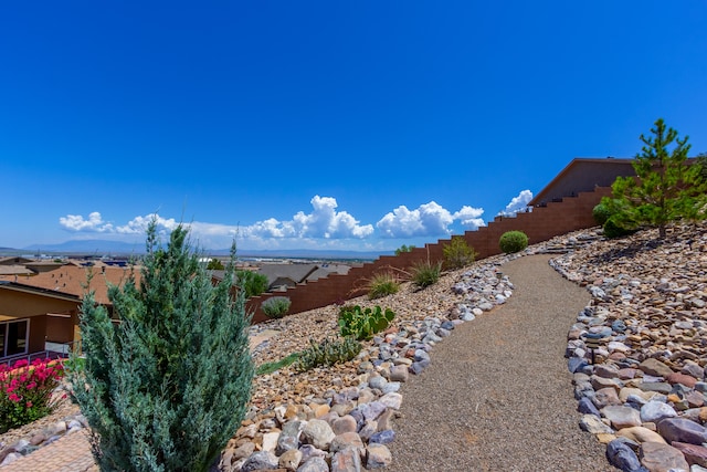 view of yard with a mountain view