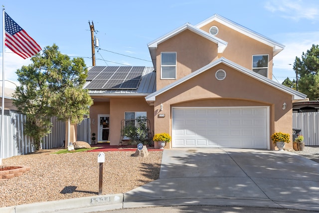 view of front of home with solar panels