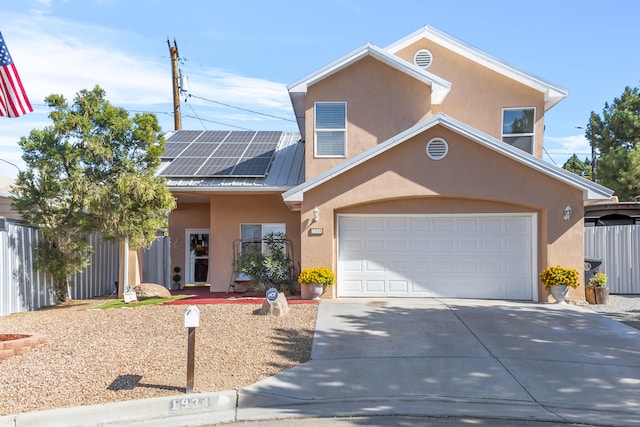 view of front of home with solar panels