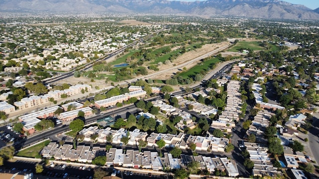 drone / aerial view with a mountain view