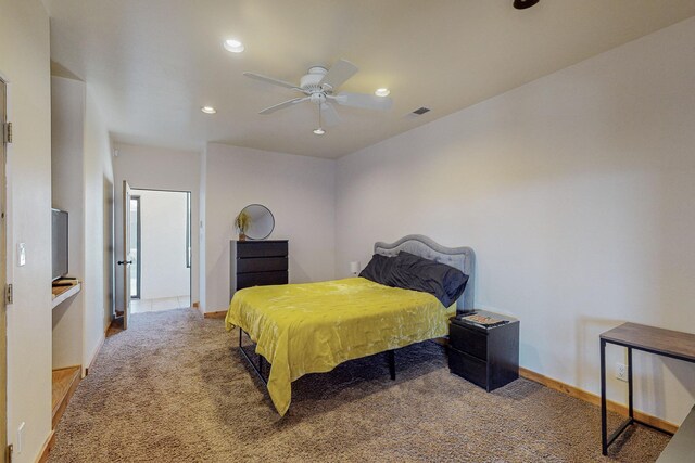 bedroom with carpet and ceiling fan