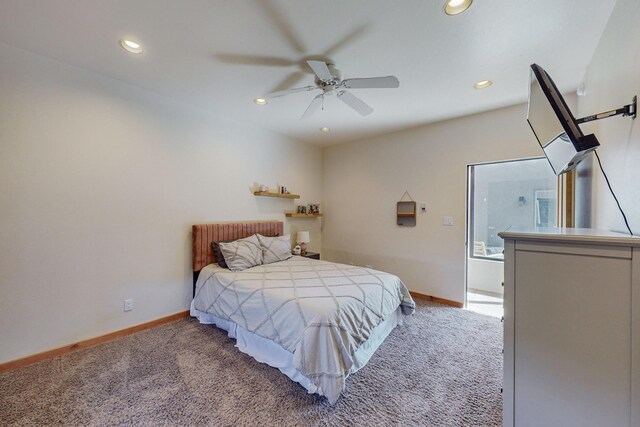 bedroom with carpet and ceiling fan