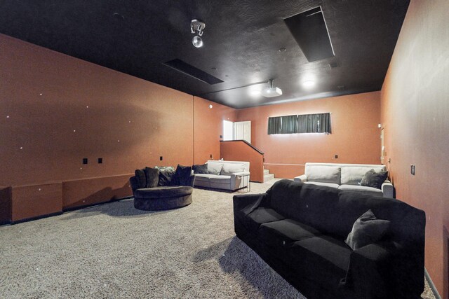 view of carpeted home theater