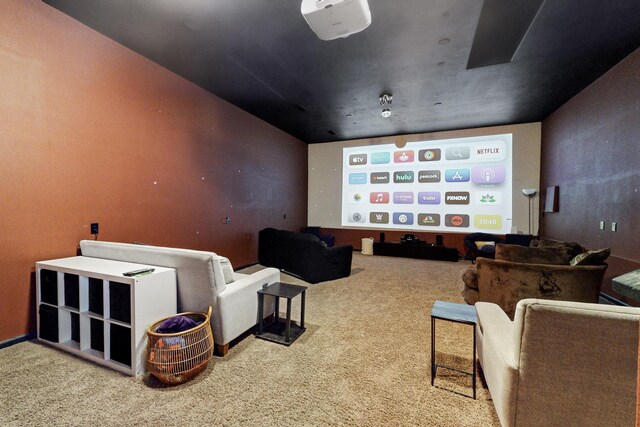 cinema room with carpet