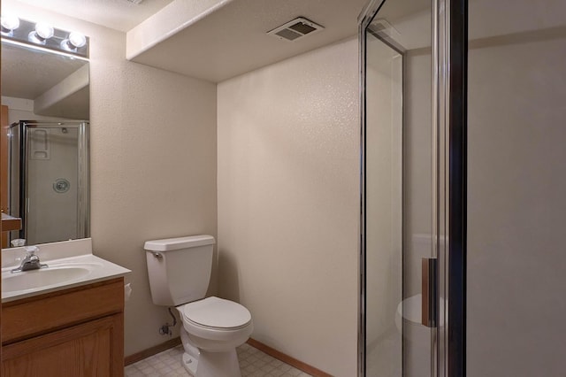 4508 Stockbridge Ave NW, Albuquerque, NM 87120 - bathroom with vanity, a shower stall, toilet, and tile patterned floors