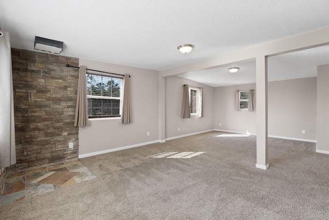 basement featuring carpet flooring