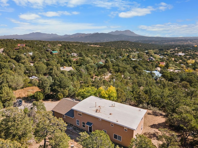 birds eye view of property with a mountain view