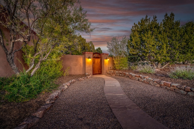 view of yard at dusk