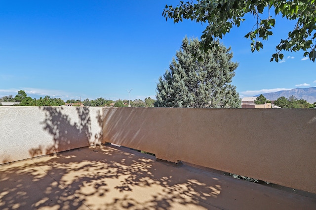 view of patio featuring a mountain view