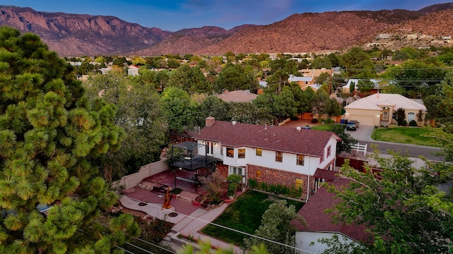 bird's eye view with a mountain view