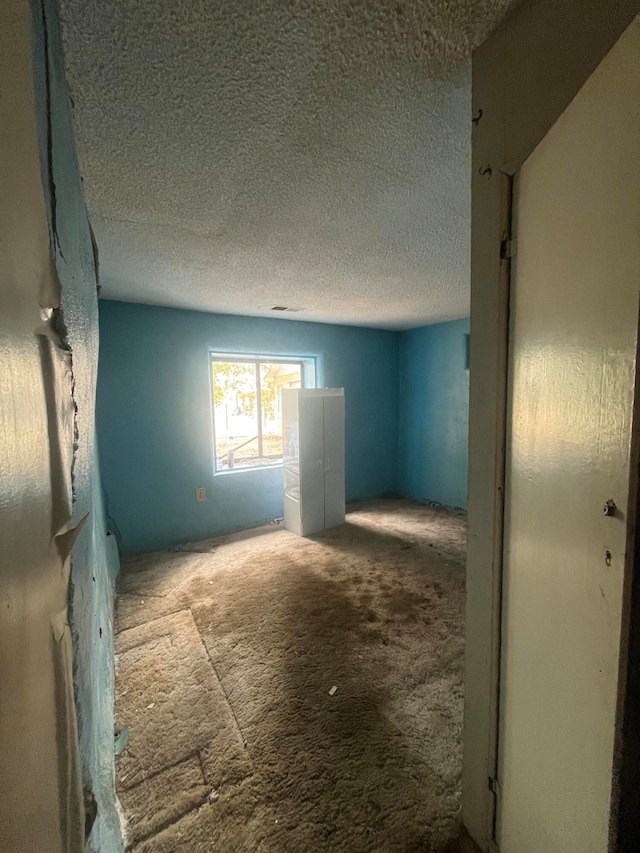 carpeted spare room featuring a textured ceiling