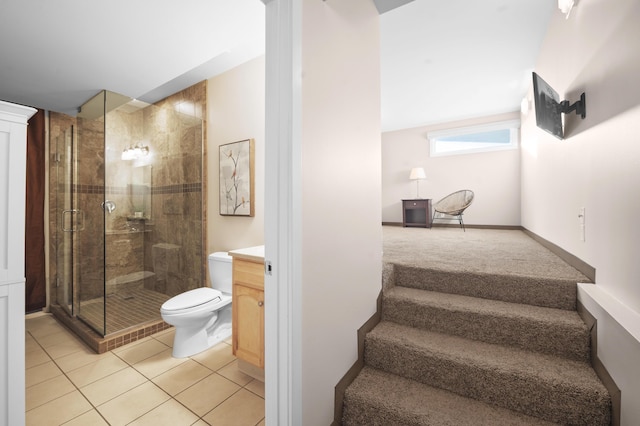 staircase featuring tile patterned floors