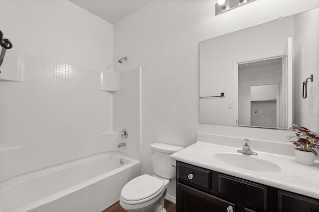 full bathroom with vanity, toilet, and shower / bathtub combination