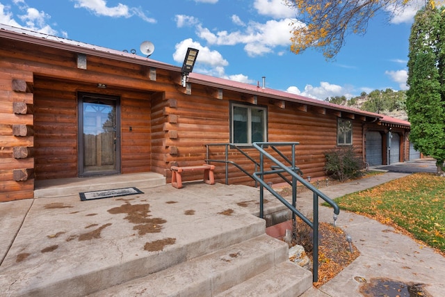 exterior space with a garage