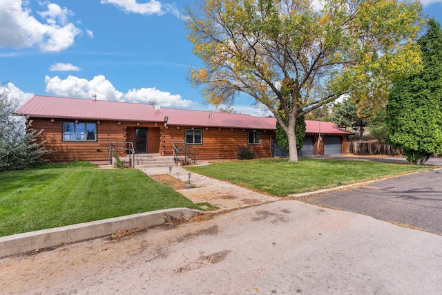 view of front of property with a front lawn