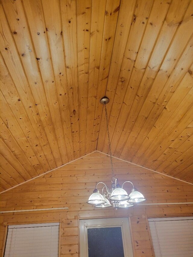 details with wood ceiling and wooden walls