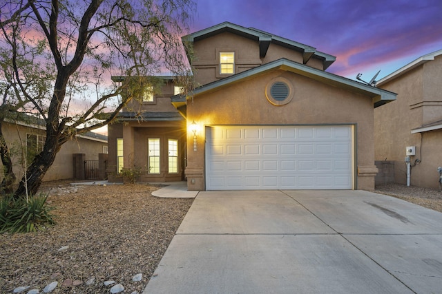 view of property featuring a garage