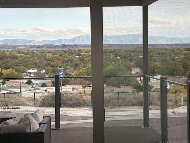 exterior space featuring a mountain view