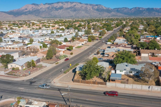 drone / aerial view featuring a mountain view