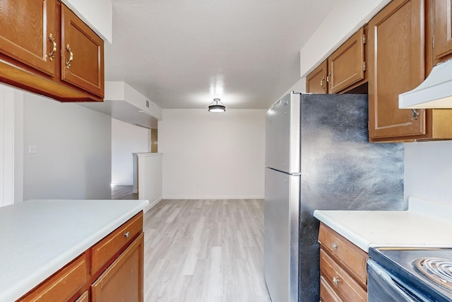 kitchen with light hardwood / wood-style floors