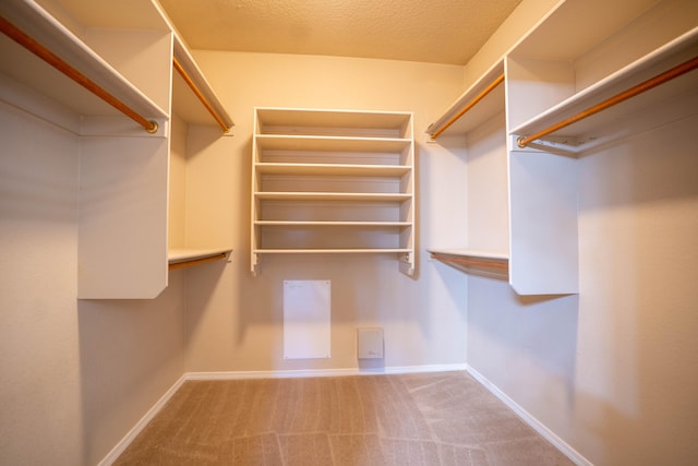 walk in closet with carpet