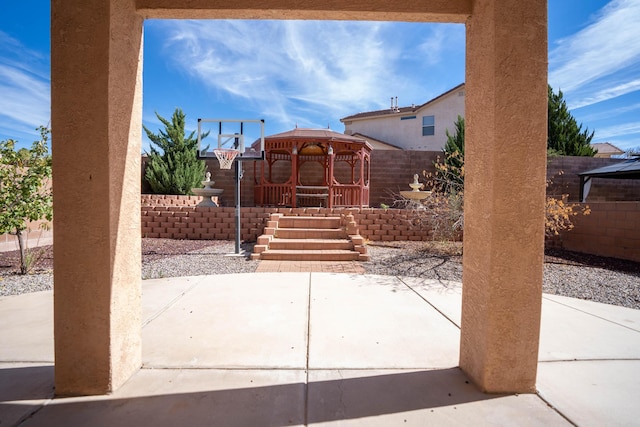 view of patio / terrace featuring a gazebo