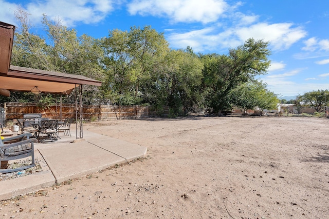 view of yard with a patio and a fenced backyard