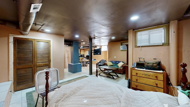 bedroom featuring recessed lighting and visible vents