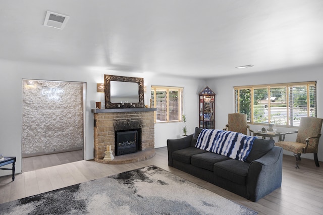 living room featuring light hardwood / wood-style floors