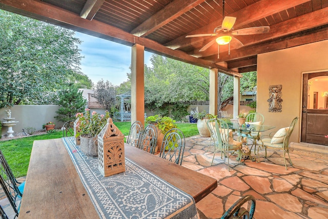 view of patio / terrace featuring ceiling fan