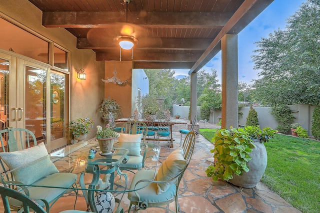 view of patio / terrace featuring french doors