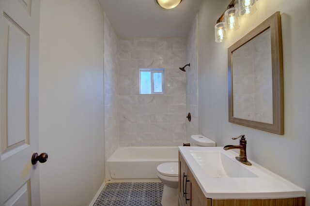 7 Shasta Ct, Cedar Crest, NM 87008 - bathroom with toilet, vanity, and shower / washtub combination