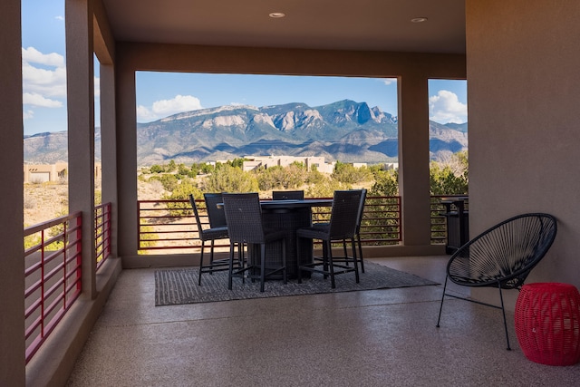 exterior space with a mountain view