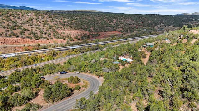 aerial view with a mountain view